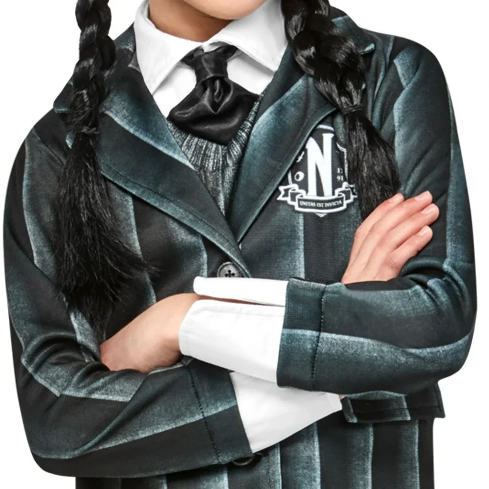 Wednesday Addams Gothic Black Nevermore Academy Girls Uniform Costume‎ S 6-6X